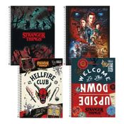 Kit 4 Cadernos Stranger Things Espiral 80fls Tilibra Sortido