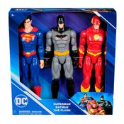 3 Bonecos Superman, Batman E Flash De 30Cm - Dc