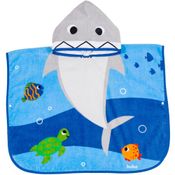 Toalha Poncho Buba Com Capuz Aventuras Tubarão Azul