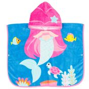 Toalha Poncho Buba Com Capuz Aventuras Sereia Azul