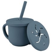 Copo Com Canudo Infanti Silicone Snack Piccolo Azul