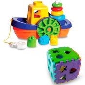 Brinquedos Educativos 1 ano Bebê Menino e Menina - Barco + Cubo