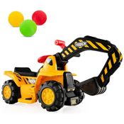 Trator Escavadeira Infantil com Capacete de Segurança, Rochas e Buzina, Costzon, Amarelo