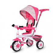 Triciclo Infantil 4 em 1 com Alça Removível, Sino, Assento Giratório e Cesta de zenamento para Crianças de 1 a 5 anos, Costzon, Rosa