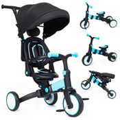 Triciclo para bebê GAOMON 7 em 1, triciclo infantil dobrável com alça parental removível e ajustável, bicicleta infantil com pedal removível, capota
