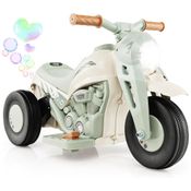 Moto Elétrica Triciclo Infantil com Bolhas de Sabão, Música e Farol LED, 6V, Costzon, Bege