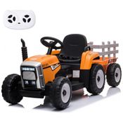 Trator Elétrico Infantil com Controle Remoto e Reboque, 12V, Sopbost, Laranja