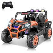 Carro Elétrico Infantil, Jeep Off-Road com Controle Remoto, 2 Lugares, Painel Multifuncional, Luzes Dianteiras e Traseiras, 24V, Hikole, Laranja