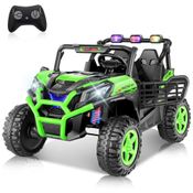 Carro Elétrico Infantil, Jeep Off-Road com Controle Remoto, 2 Lugares, Painel Multifuncional, Luzes Dianteiras e Traseiras, 24V, Hikole, Verde