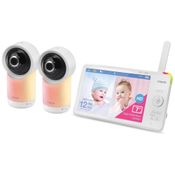 Babá Eletrônica com Monitor com Wi-Fi, 2 Câmeras 1080p, Visão 360°,Luz Noturna e Acesso Remoto,VTECH RM7766-2HD,Branco