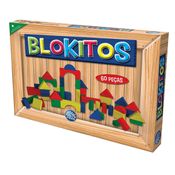 Blocos de Montar Blokitos 60 Peças Madeira Pais e Filhos