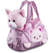 Pelúcia Cutie Handbag Gato Rosa c/ Bolsinha Multikids