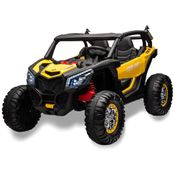 Carro Elétrico Infantil, Jeep UTV com Controle Remoto, 2 Lugares, 4 Amortecedores, Bancos de Couro, Música e Luzes LED, 24V, Hetoy, Amarelo