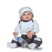 Bebê Reborn Menino Realista 100% Silicone 57cm - Edu