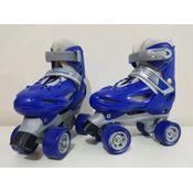 Patins Quad Azul Regulável De Todos Tamanhos + Capacete + joelheira + cotoveleira. Kit proteção Tamanho: 28-32