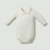 Body Longo Hug Com Gola Bordada Off White