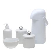 Potes, Garrafa, Molhadeira e Porta Álcool-Gel Coroa Prata