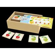 JOGO DA MEMÓRIA DAS FRUTAS CAIXA MADEIRA COM TAMPA 30 PEÇAS