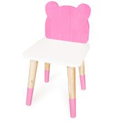 Cadeira Caderinha Urso Rosa Infantil de Madeira MDF