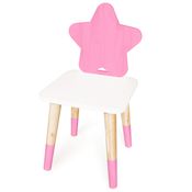Cadeira Cadeirinha Estrela Rosa Infantil de Madeira MDF