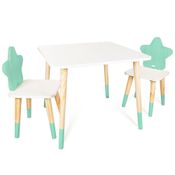 Kit Mesa e 2 Cadeirinhas Estrela Verde Infantil MDF