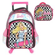 Kit Mochila De Rodinha Barbie Skatista Rodas C/Led+Lancheira