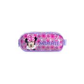 Estojo Escolar Infantil Feminino 3 Compartimentos Minnie Premium Lilás