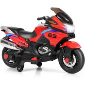 Costzon Moto Elétrica Infantil 12V Recarregável com Música e Luzes, até 6 km, h, Vermelha, 3