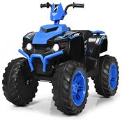Kids Quadriciclo Elétrico 1 Assento 12V, com Luzes de LED, MP3, COSTZON, Azul