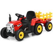 Costzon Trator Elétrico 1 Assento 12V, com Luzes de LED, Vermelho