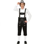Fantasia Alemão Oktoberfest Masculina Suspensório Preto de Luxo Bordado