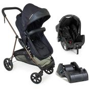 Carrinho Preto/Cobre Bebê Conforto e Base Galzerano Napoli 1447PTC