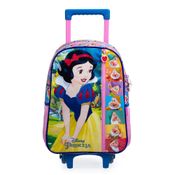 Mochila Escolar Feminina de Rodinhas Branca de Neve Rosa