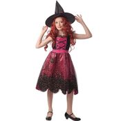 Fantasia Bruxa Halloween Infantil Vestido de Luxo Com Chapéu