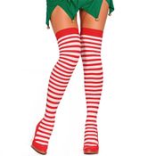 Meia Calça Natalina 7/8 Listrada Vermelha e Branca pra Fantasia Duende e Mamãe Noel