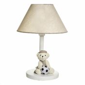 Abajur Madeira Urso Com Bola Bege