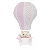 Abajur Balãozinho Cintura Ursa Chevron Rosa Com Branco