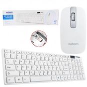 Kit Teclado E Mouse Sem Fio Wifi Usb 1600dpi 2.4ghz Slim Pc TE123 Branco