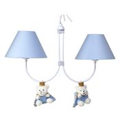 Lustre 2L Simples Com 2 Ursinhos Príncipes Azul