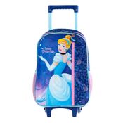 Mochila Escolar Feminina de Rodinhas Princesas Disney Cinderela