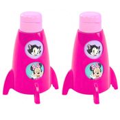 2 Garrafas Foguete Infantil Giratória da Minnie p/ Lancheira Plasútil 320ml