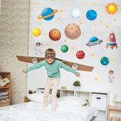 Adesivo de Parede Quarto Infantil Menino e Menina Sistema Solar