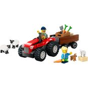LEGO City - Trator agrícola vermelho com reboque e ovelhas