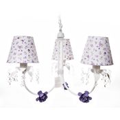 Lustre 3L Primavera Cristais 3 Flores P Lilás