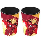 2 Copos de Suco Refri Homem de Ferro 320ML Plasútil