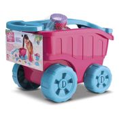 Carrinho Carriola de Praia Diver Praia Rosa c/ Acessórios Divertoys