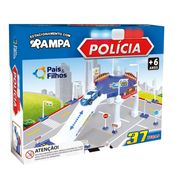 Kit Carrinho e Estacionamento com Rampa Polícia 37 Peças Pais e Filhos