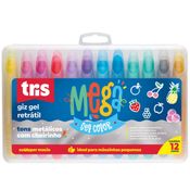 GIZ GEL RETRATIL MEGA COLOR METÁLICOS 12 CORES ESTOJO TRIS