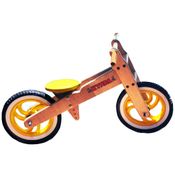 Bicicleta de Equilíbrio sem Pedal de Madeira - Amarelo - Kits e Gifts