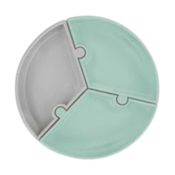 Prato Infantil de Silicone Encaixe Puzzle River Green e Cinzento - Minikoioi